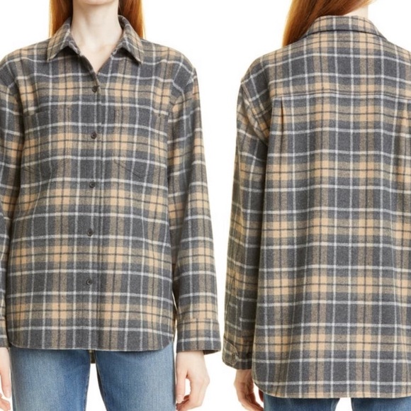 SOLD Jenni Kayne O’Keefe Plaid Wool Button Down Plaid Cream and Gray Shacket S - Picture 7 of 11